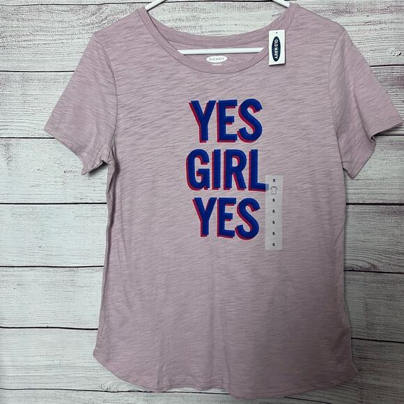 Old Navy Yes Girl Yes Womens Graphic Short Sleeve Tee Sz S - Picture 1 of 5